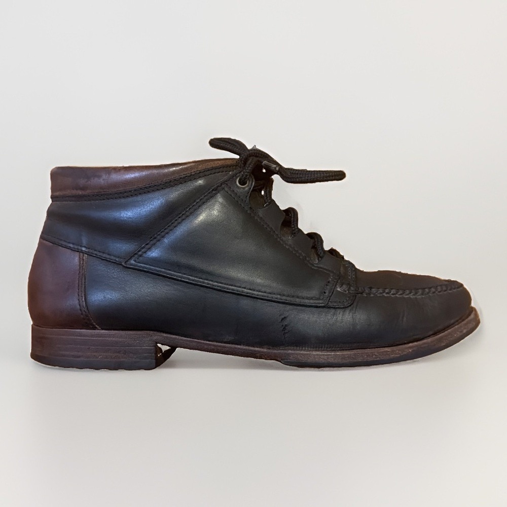 Cole Haan Mens 10.5 M Black Leather Moc Toe Lace Up Ankle Boots Country